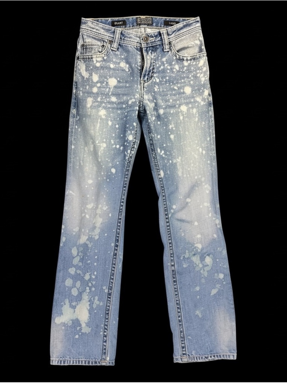 Affliction Grant Bleach Splatter Jeans Bleach Splatter Skinny Jeans Blue Waist